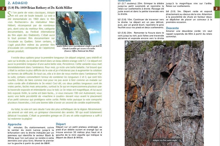 Livre-guide d'escalade québécois des 50 plus belles voies de la  province