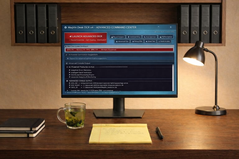 MagVin Desk v4 interface surfacing system controls, paths, and hardware monitoring