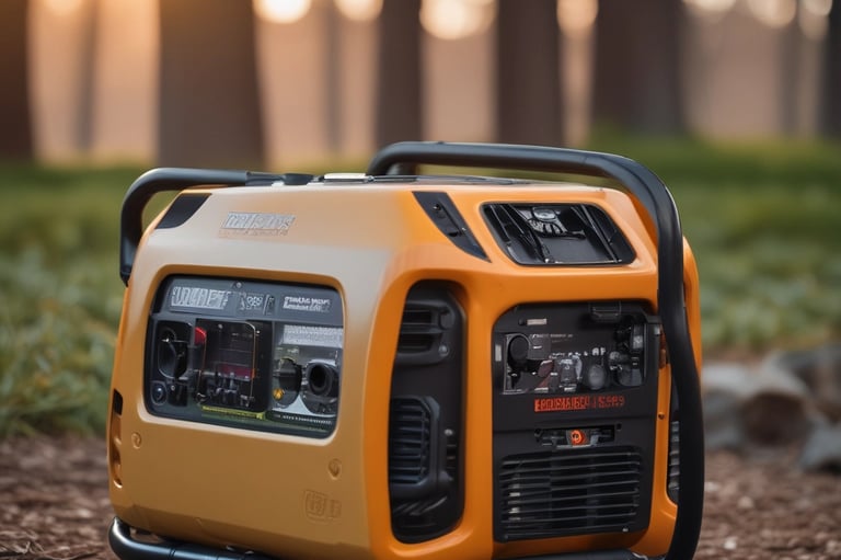 Orange generator sitting on the ground outdoors