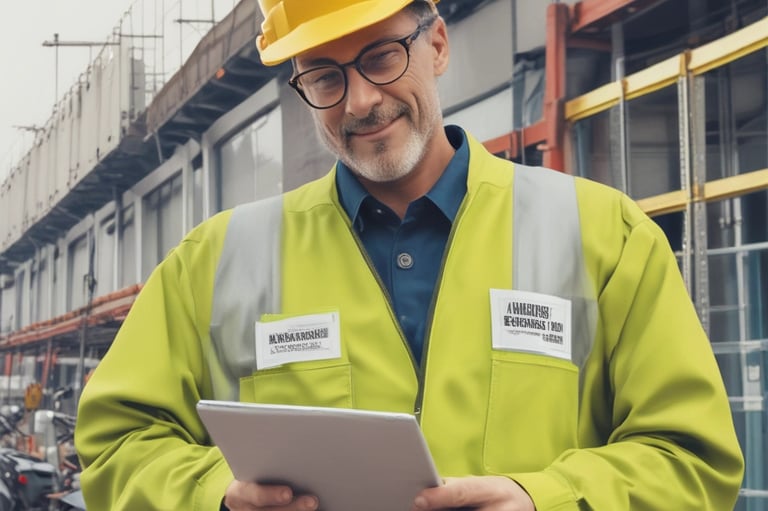a man riding a skateboard down a street next to tall buildings
