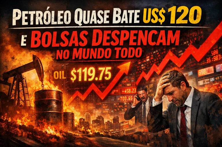💰 Petróleo Quase Bate US$ 120 e Bolsas Despencam no Mundo Todo