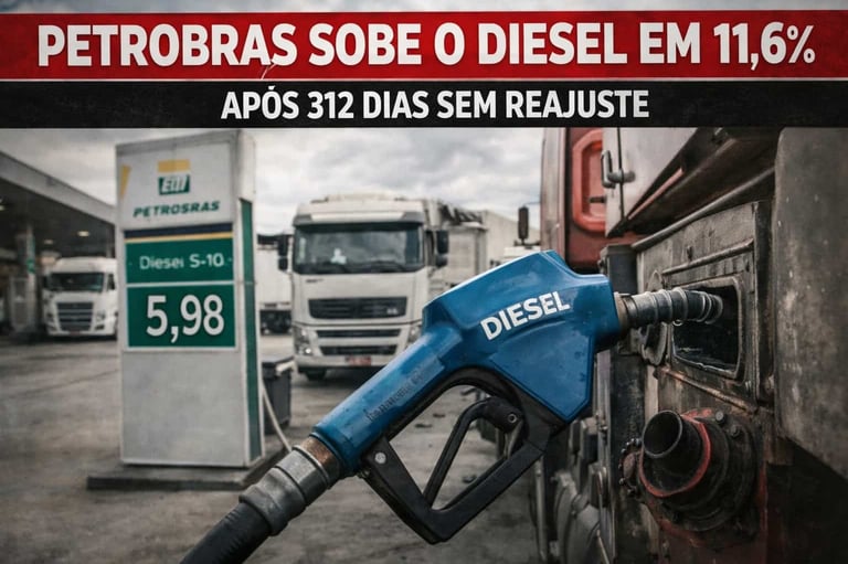 Petrobras Sobe o Diesel em 11,6% Após 312 Dias Sem Reajuste
