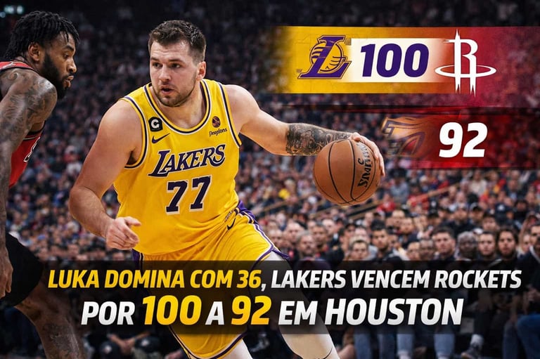 Luka Domina com 36, Lakers Vencem Rockets por 100 a 92 em Houston