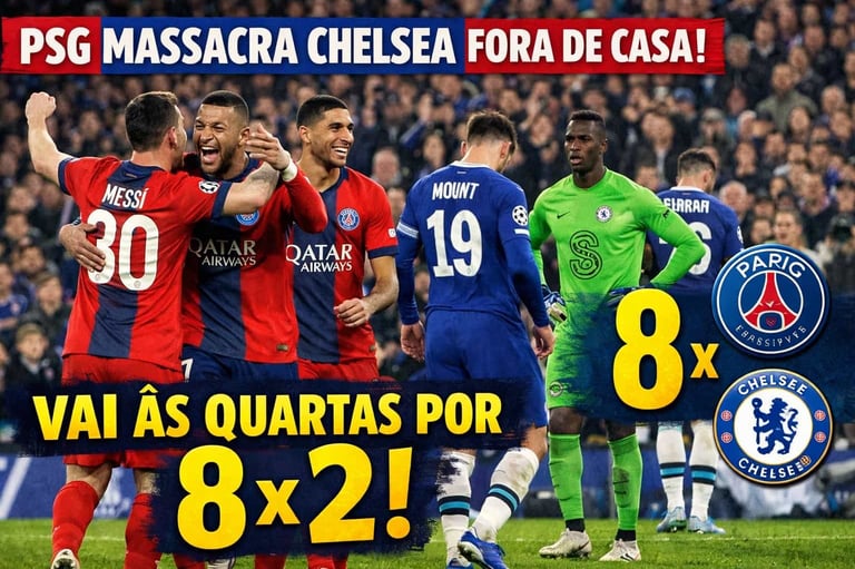PSG Massacra Chelsea Fora de Casa e Vai às Quartas por 8 a 2