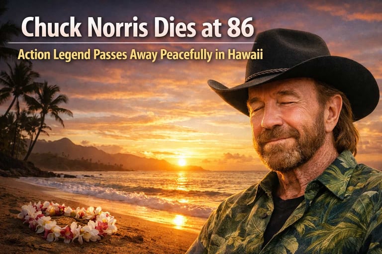 Chuck Norris dies at 86: Action legend passes away peacefully in Hawaii.