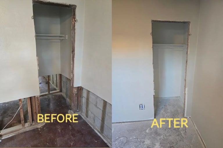 drywall repair before and after water damage