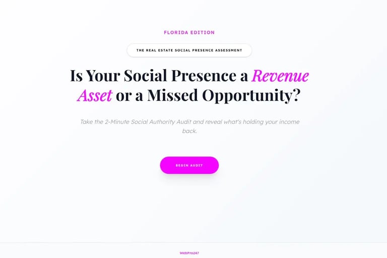 WebPro247 I Examples WebPro247 The Real Estate Social Presence Assessment