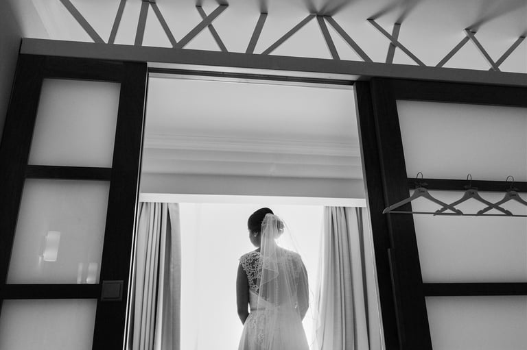 Wedding day - Bride while waiting her father