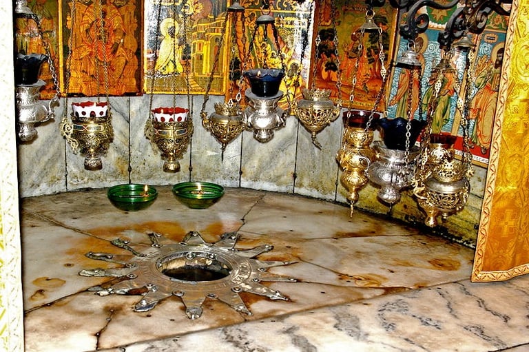 Silver star indicates location of Jesus' birth