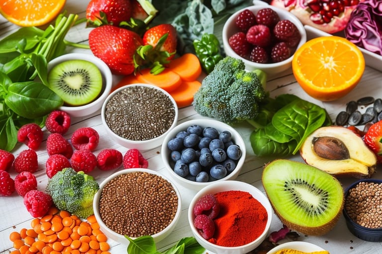 Polyphenol-rich colorful fruits and vegetables for natural brain support and spiritual wellness nutr