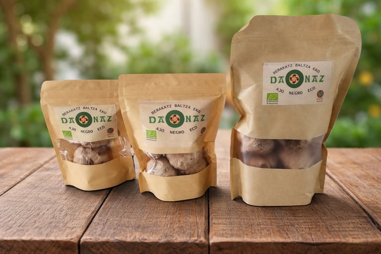 Formatos de Ajo Negro Ecológico packs de 2, 5 Y 10 Unidades de calidad artesanal