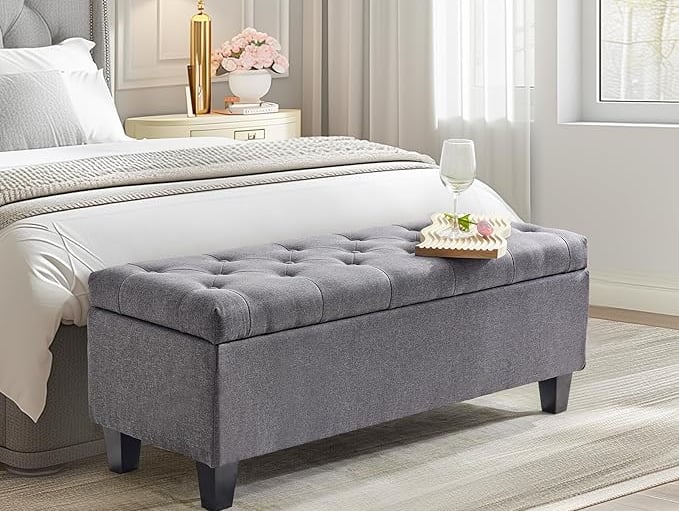 Gray Ottoman Storage for Small Space