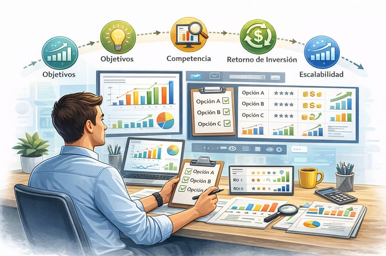 Proceso metodológico para evaluar agencias de marketing digital según 10 criterios clave