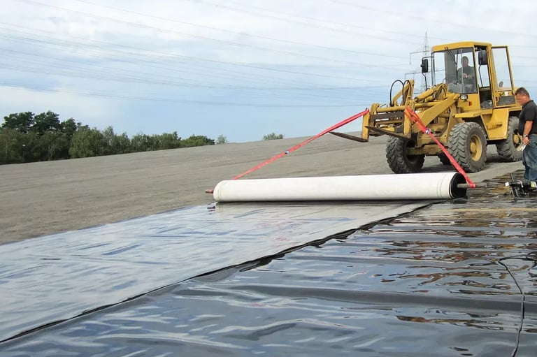 Excavator installing EPDM pond & pool liner — fish-safe, non-toxic, drinking water–safe | Aqua Vitae