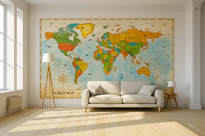Drekar Wall Print - World map