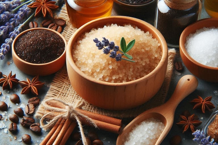a variety of spices in a wooden bowl