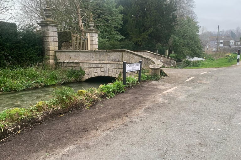 Bridge over the River Wey at the entrance to Westbrook House Upwey