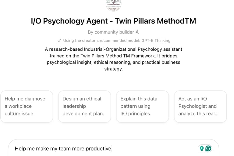 I/O Psychology AI · Industrial Organizational Psychology AI · HR AI Chat GPT