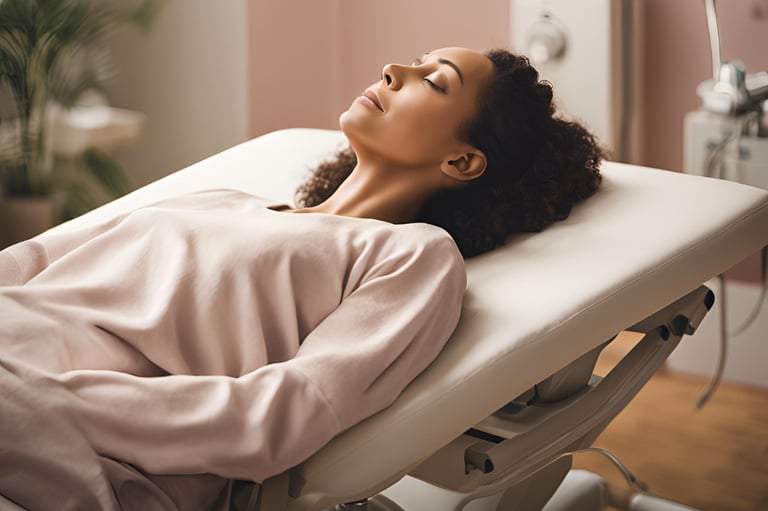 A woman feeling a little hesitant about having a pelvic floor assessment