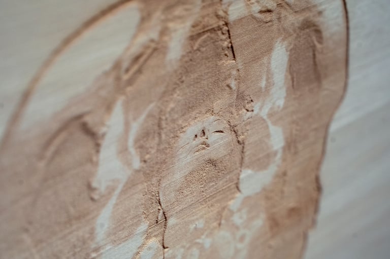 A laser engraved portrait of a woman with MS sharing her thoughts around controlling her own story