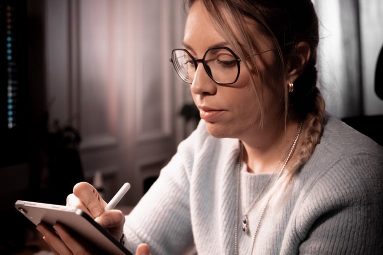 Stefania con l'iPad in mano