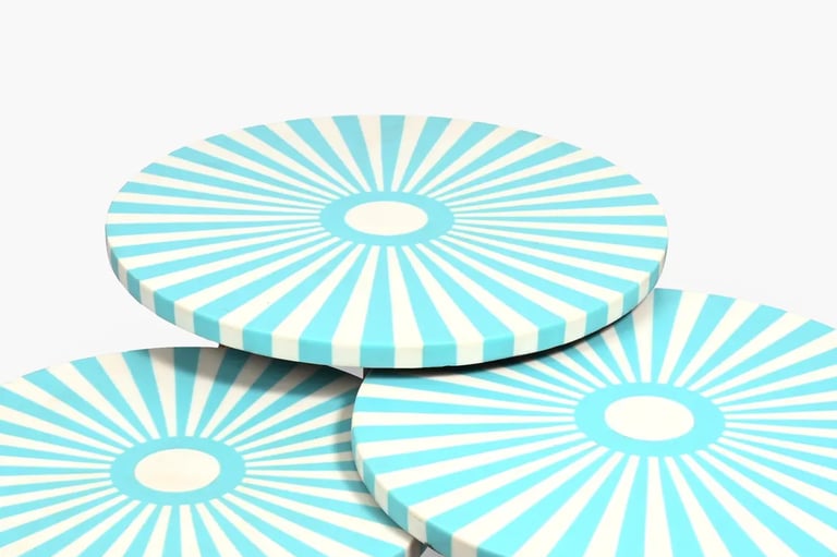 Custom handcrafted table combining bone inlay, walnut, arar wood, and resin – durable and elegant