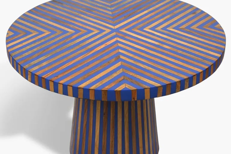Custom handcrafted table combining bone inlay, walnut, arar wood, and resin – durable and elegant