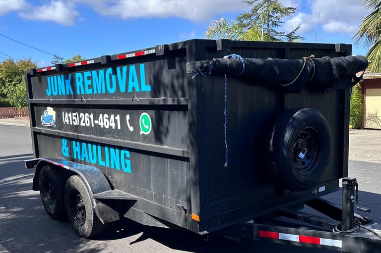 dumpster truck and trailer, perfect for junk removal services