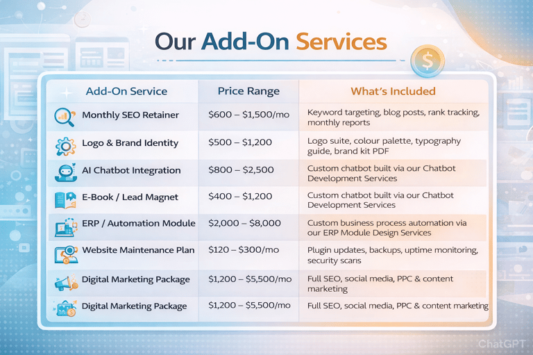 custom services in web design