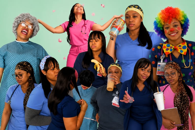 Nursing humor and healthcare storytelling featuring the many roles, emotions, and personalities of nurses