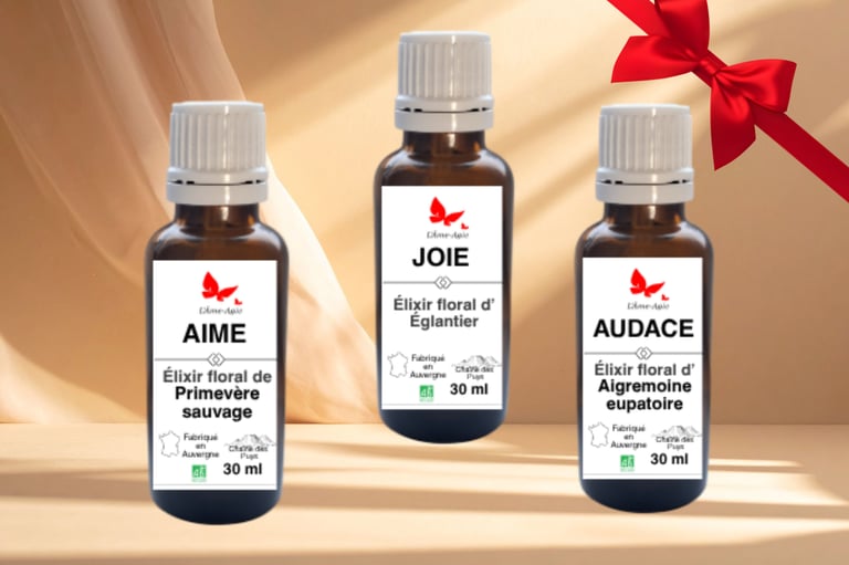 Flacon, aime, joie, audace, L'Âme-Agie.