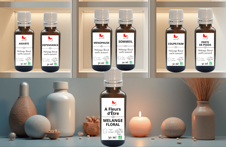 Mélanges floraux personnalisés aux Fleurs de Bach et élixirs locaux par Sylvie Salvazes à Job.