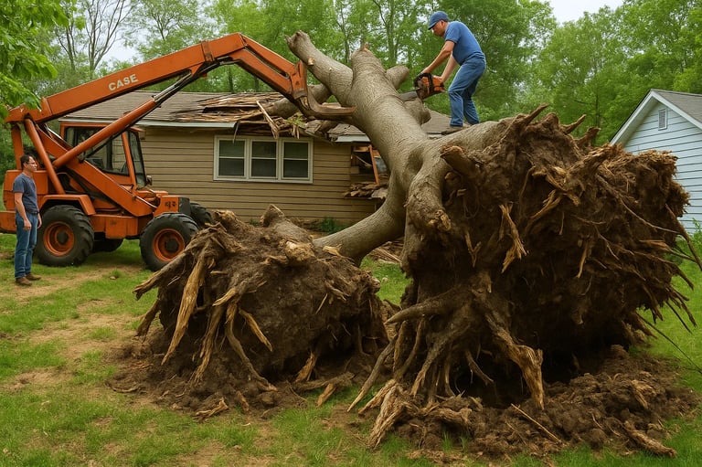 tree fallen over on house