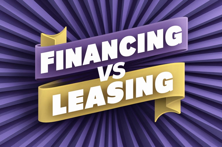 a banner with a banner saying financing vs. leasing