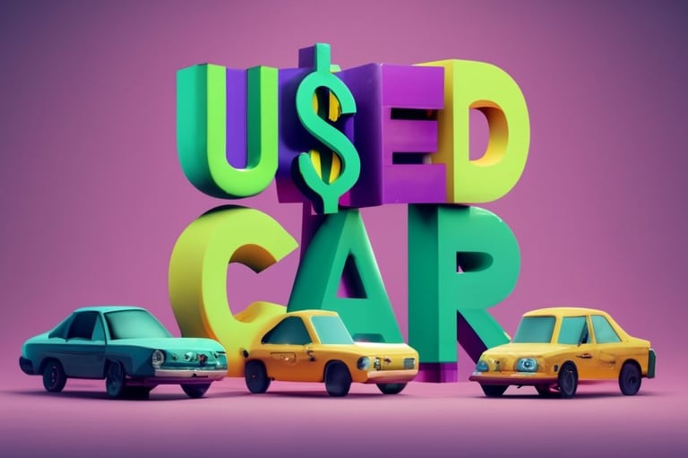 a group of cars with the words "used car"