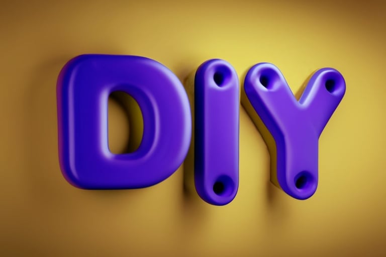 a purple sign "D.I.Y." yellow background