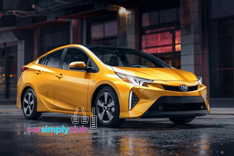 a yellow toyota prius hybrid is shown in this image