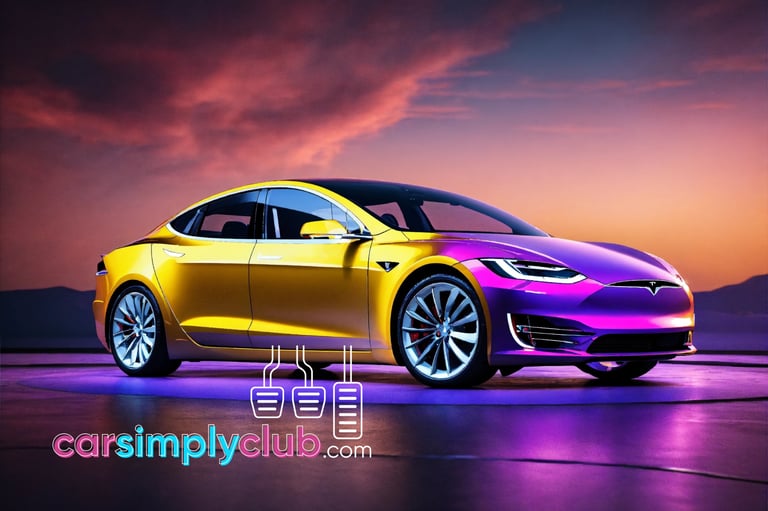 electric car a purple and yellow car (B.E.V)