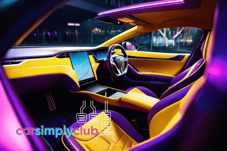 telsa interior with a laptop style dashboard