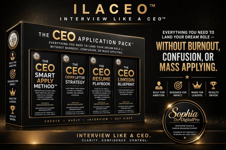 The CEO Application Pack career coaching kit featuring a resume playbook and cover letter strategy.