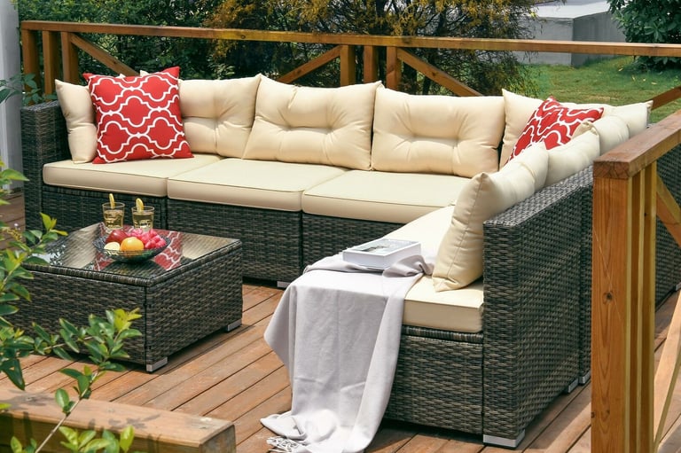 Patio Wicker Furniture Outdoor Rattan Sofa Garden Conversation Set
