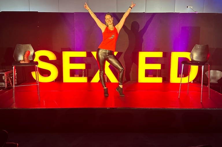 Pleasurelit Patricia on the sex education stage