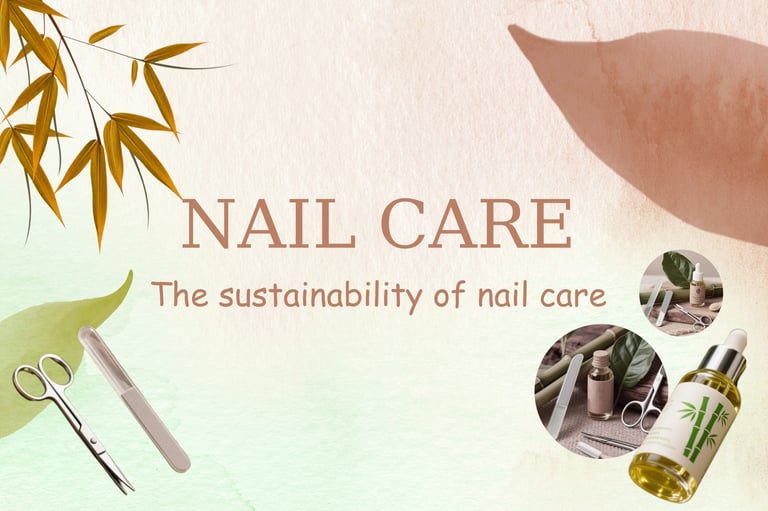 a nail care product with a green leafy background