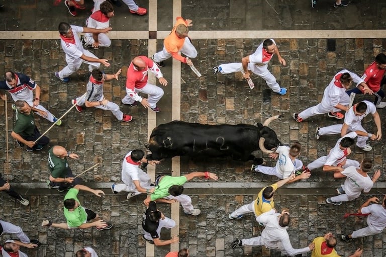 Peter Pickering's story of Alejandro Sánchez photographing the running of the bulls in Pamplona