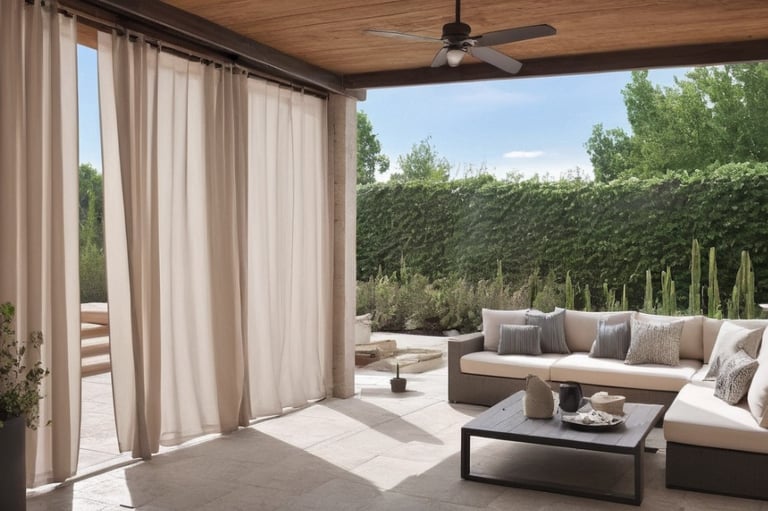 Šviesiai rudos lauko užuolaidos