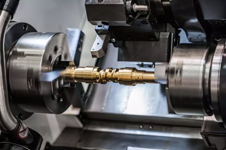 CNC Turn Mill Machine Turning a Brass Material Crank Shaft.