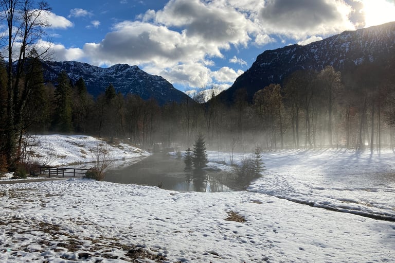 Lindenhof Palace Bavaria, Germany the grounds in winter
