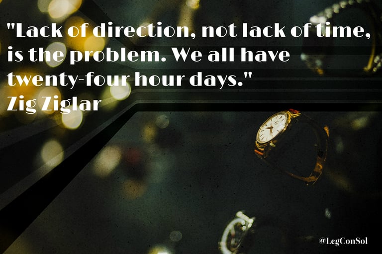 "Lack of direction, not lack of time, is the problem. We all have twenty-four hour days.~ Zig Ziglar