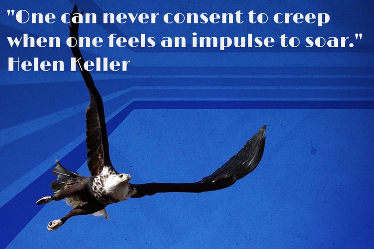 One can never consent to creep when one feels an impulse to soar. Helen Keller