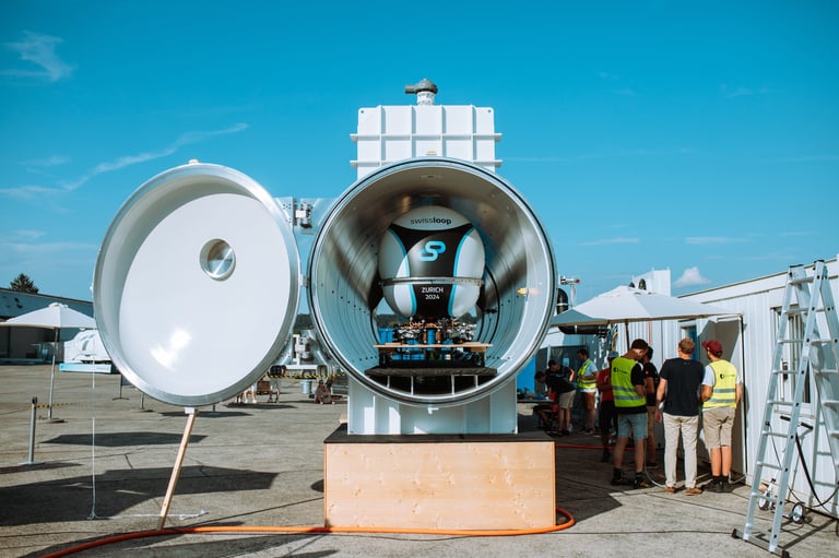 swissloops vehicle getting ready for a vacuum test during ehw 2024